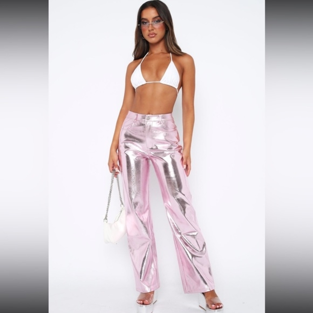 White Fox Metallic Pink Pants Size M